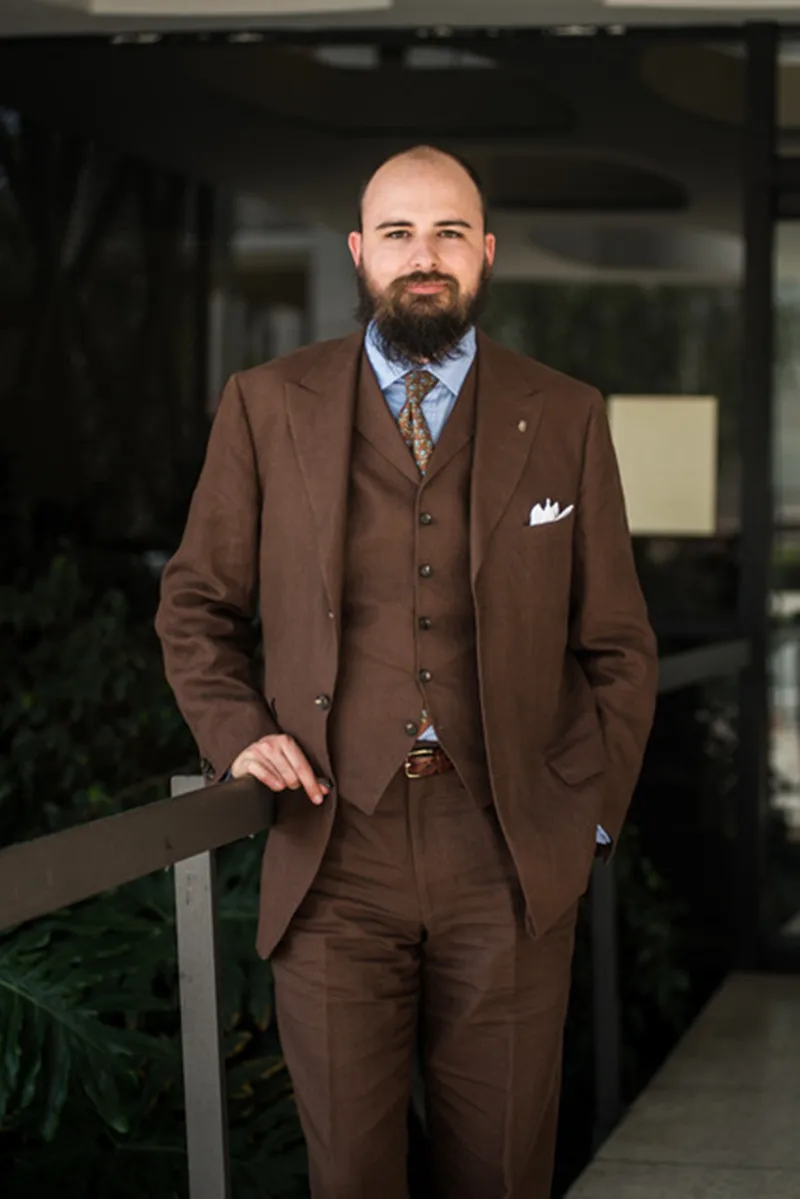 Новинка 2017 дизайнерский Коричневый мужской костюм повседневные деловые мужские