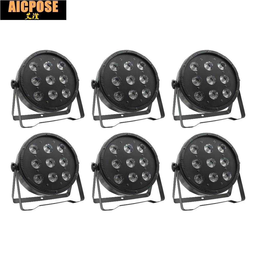 Плоский светодиодный прожектор Par 6 шт./лот 9x12 Вт 9*12 RGBW 4 в 1 PAR DMX512 контрольное