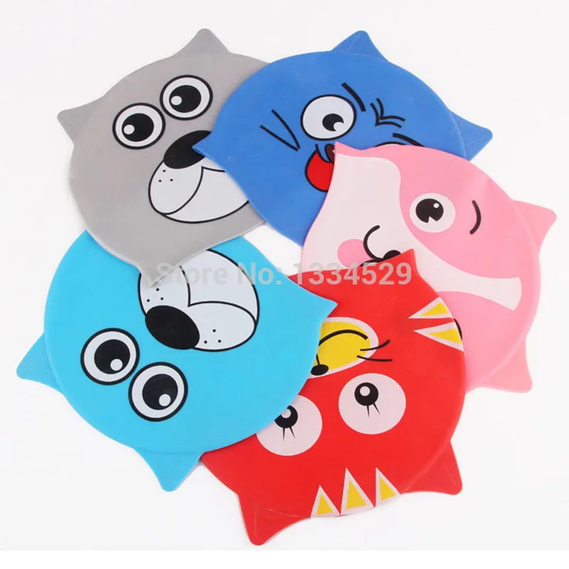 

High Quality 100% Silicone Children Swimming Cap Children's Cartoon Protect Ear Swim Cap Cute Boys And Girls Swimming Accessory