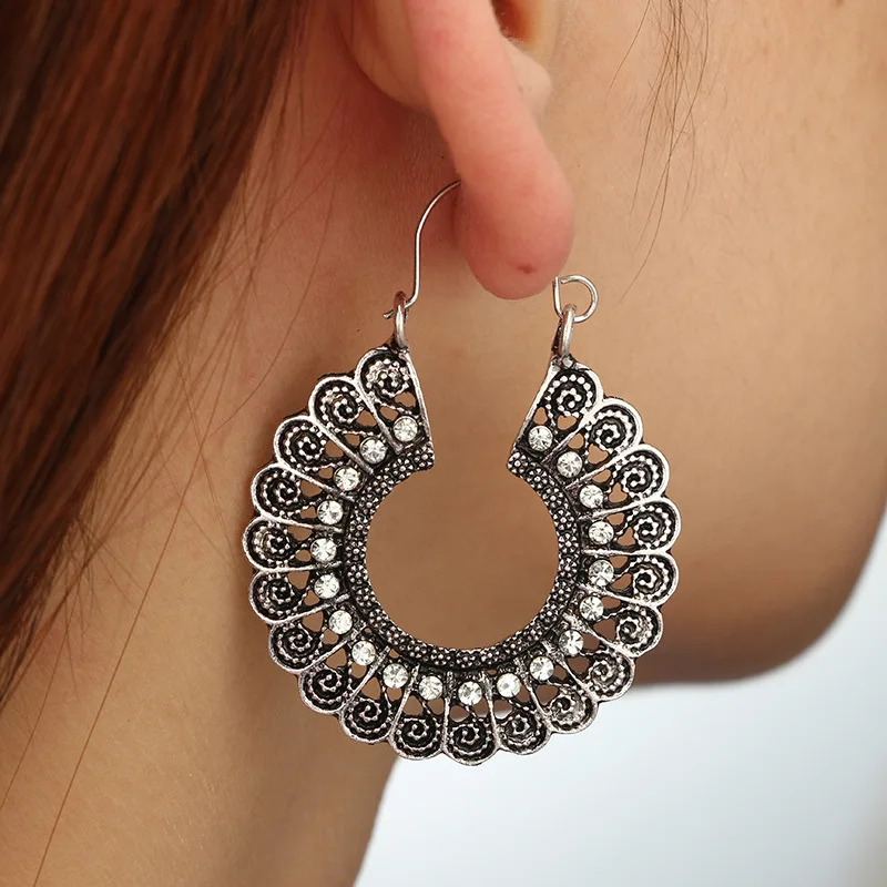 G. YCX богемные цыганские индийские этнические круглые сережки античное серебро