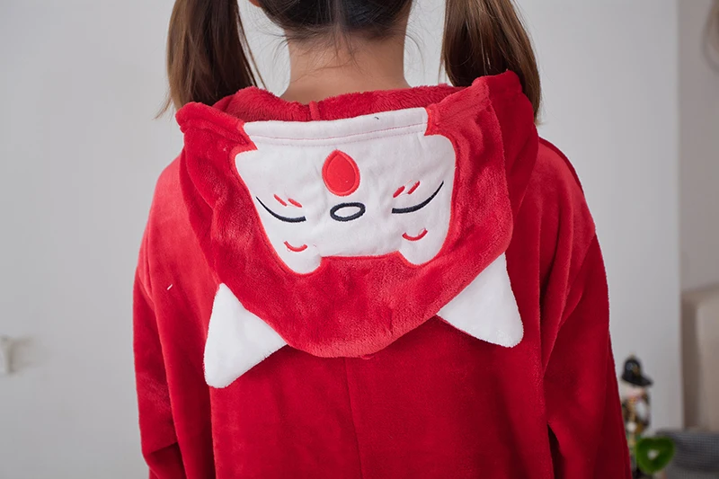 Кигуруми кигуруми зимний комбинезон для косплея Красный Мягкий в виде лисы