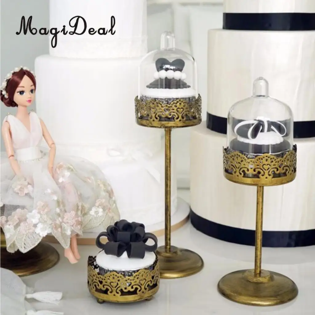 MagiDeal мини-тарелка для торта с купольной крышкой элегантная металлическая