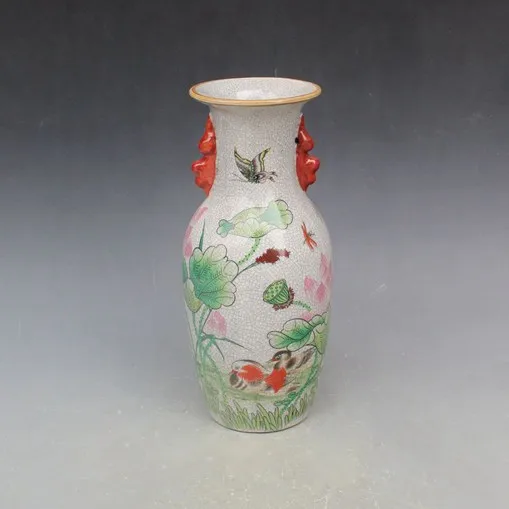 

Готовая китайская ваза из Розового Фарфора с принтом красивой китайской утки и лотоса.