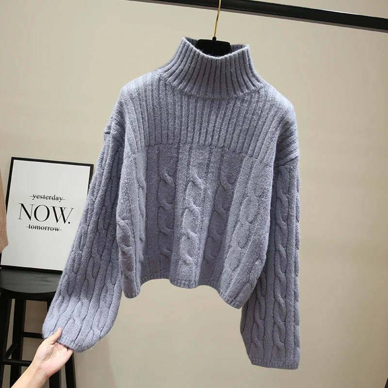 

Thicken Turtleneck Women Sweaters And Pullovers 2020 New Knitted Warm Long-Sleeved Lady Elegant Outwear Coat Tops