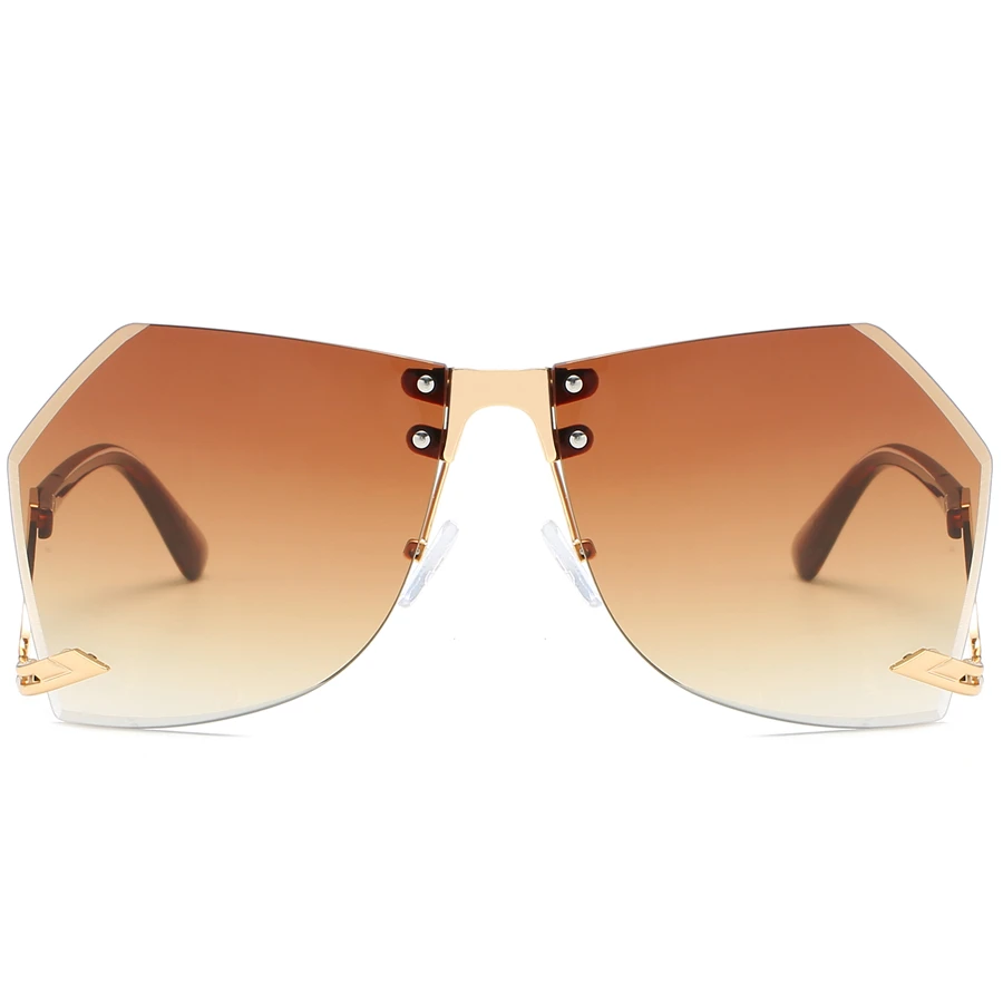 Большие солнцезащитные очки для женщин без оправы фирменный дизайн элегантная