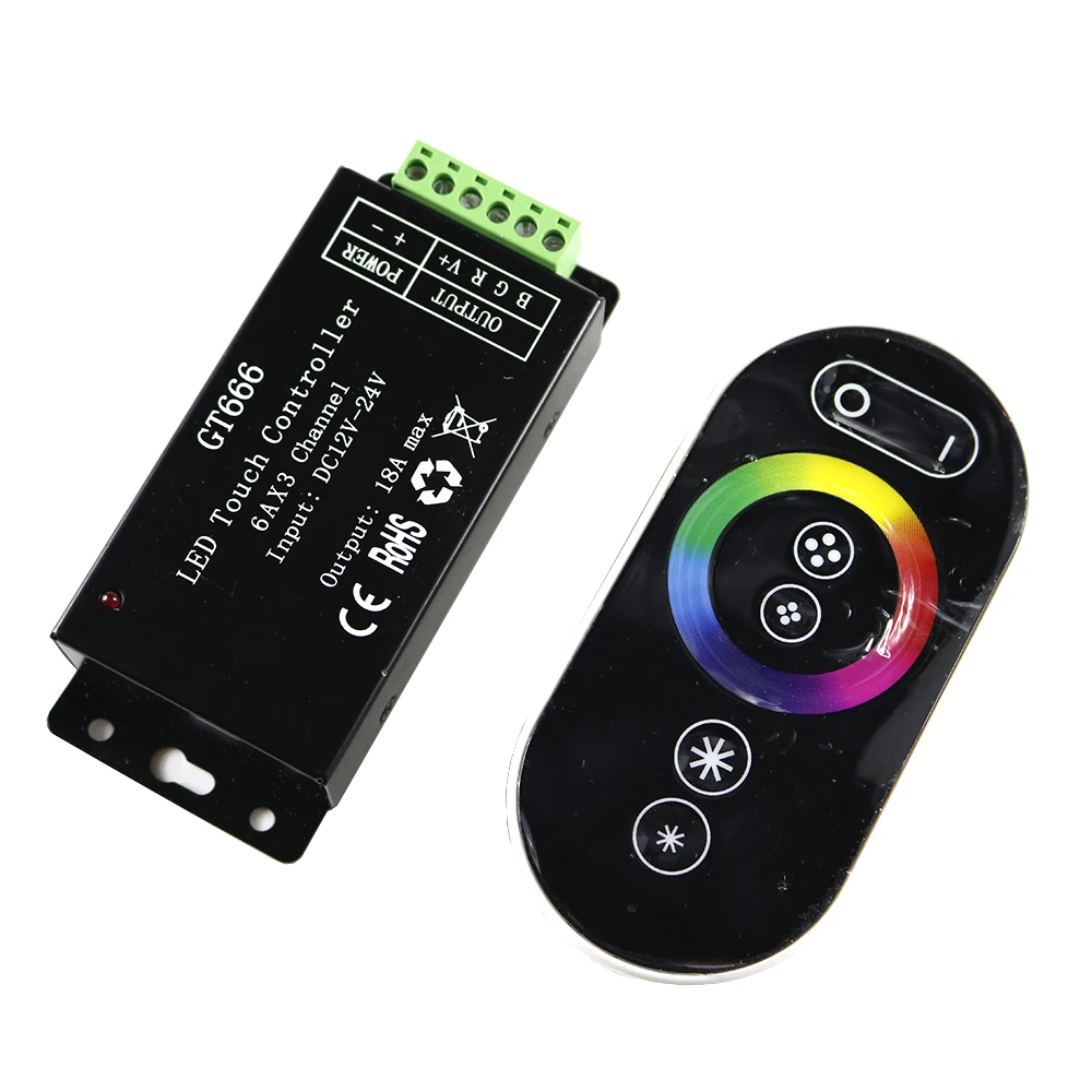 Оригинальный контроллер RGB GT666 18A 6 А * 3 канала радиочастотный дистанционный