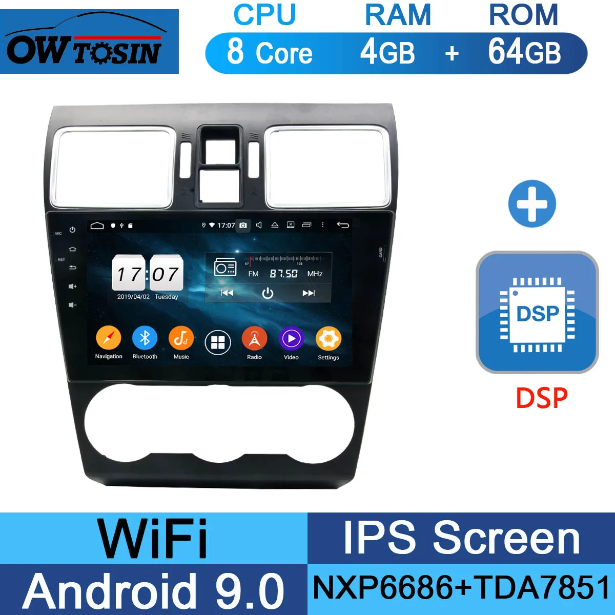 64G DSP " ips 8 ядерный 4G+ 64G Android 9,0 автомобильный мультимедийный плеер для Subaru WRX Forester радио gps CarPlay Parrot - Цвет: 64G DSP