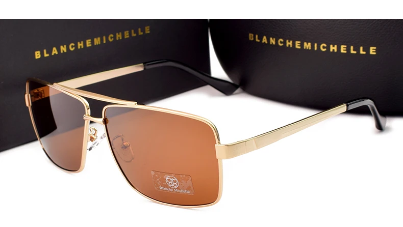 Мужские поляризованные солнцезащитные очки от бренда Blanche Michelle, UV400, мужские солнцезащитные очки для вождения, высококачественные прямоугольные очки с коробкой