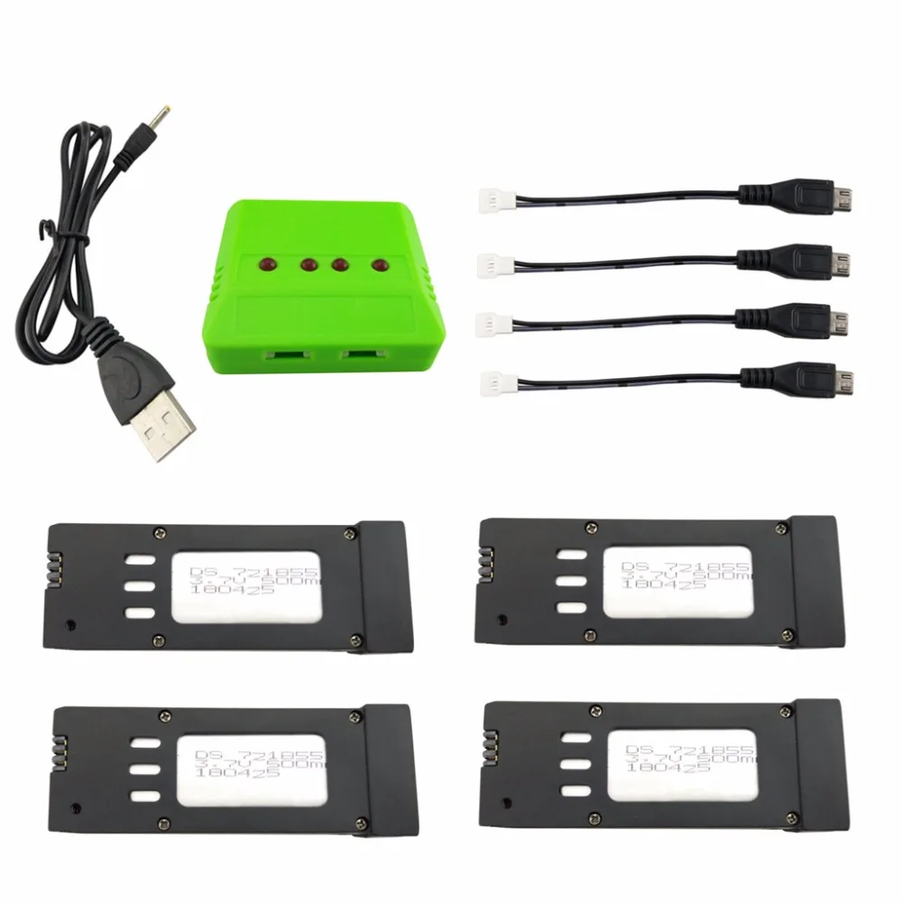 

4 шт 3,7 V 500mAh литиевая батарея с 4-в-1 зарядное устройство для E58 S168 JY019 складной Квадрокоптер запасные части