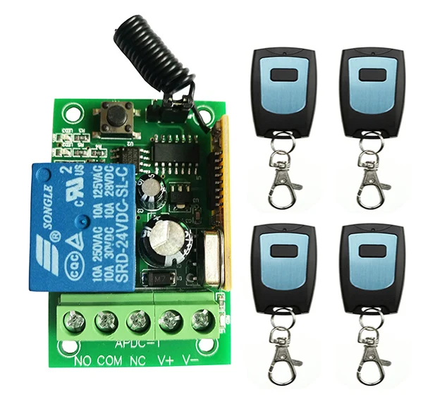 

xuanlongyuan DC12V 24V 1CH Remote Control Light Switch Relay Output Radio Receiver Module and Waterproof Transmitte Garage Doors