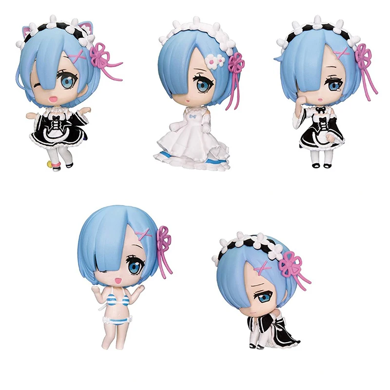 5 шт./компл. Re:Zero Life in a другой мир Rem Mini Kawaii ПВХ Аниме фигурки REM игрушки см|Игровые и