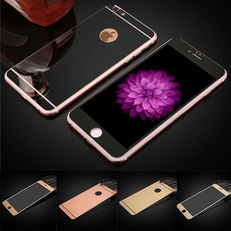2 шт./лот спереди+ крышка Закаленное Стекло для iPhone 5 5S 6 6S Plus полное покрытие Экран протектор цветная Защитная пленка с зеркальным эффектом