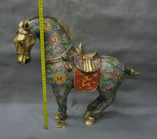 18 &quotКитай Перегородчатые Эмалевого Лошадь Бронзовая Статуя | Дом и сад