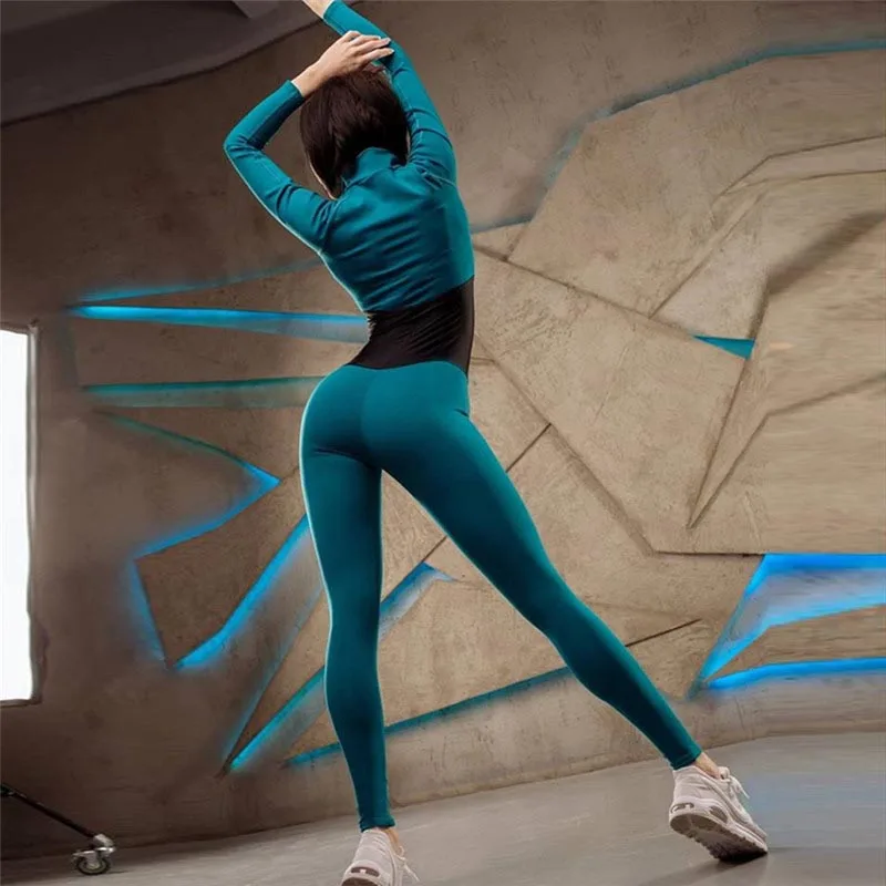 Женский комбинезон для йоги SALSPOR спортивный Мягкий на молнии с высокой талией