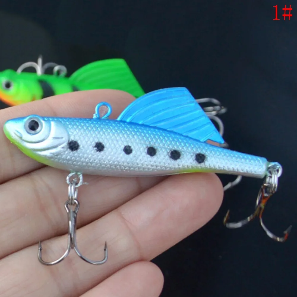 

Winter Ice Sea Sinking Hard Fishing Lures VIB Bait Diving Swivel Jig 16.5g 65mm