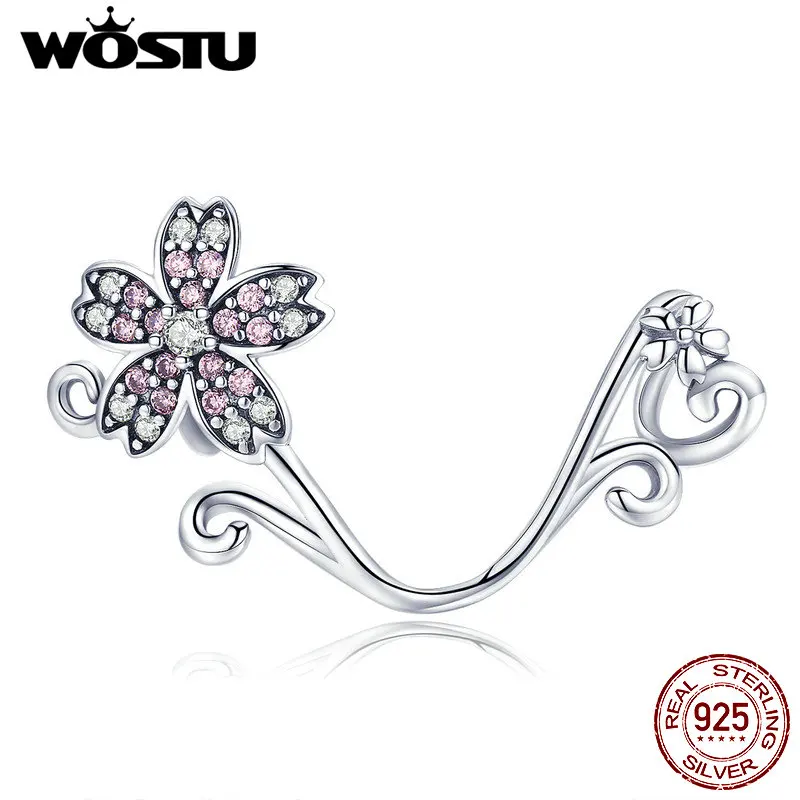 WOSTU, дизайн, 925 пробы, серебро, цветущая вишня, бусины, подходит для браслета и ожерелья, подвеска, сладкие культивированные ювелирные изделия, FIC1033