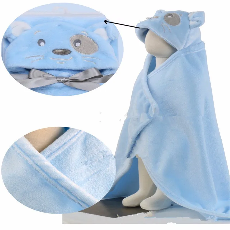 Детское одеяло с 3D рисунком животных Фланелевое банное полотенце капюшоном для