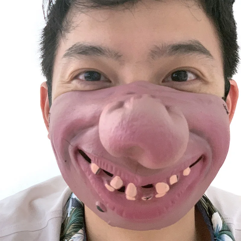 Funny Ugly Half Face Latex Mask Party Decorations for Masquerade Clown Cosplay Horrible Props Halloween Decorative Masks | Дом и сад