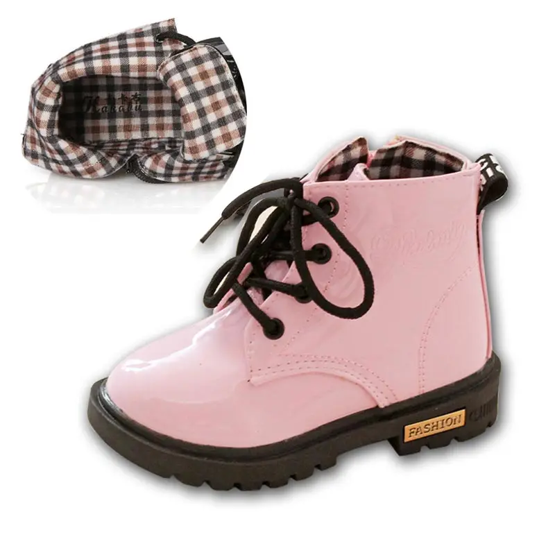 Autumn Pink Детская обувь зимние сапоги из искусственной кожи водонепроницаемые резиновые кроссовки весна осень зима дети обувь Мальчики обувь для девочек - Цвет: Autumn Pink