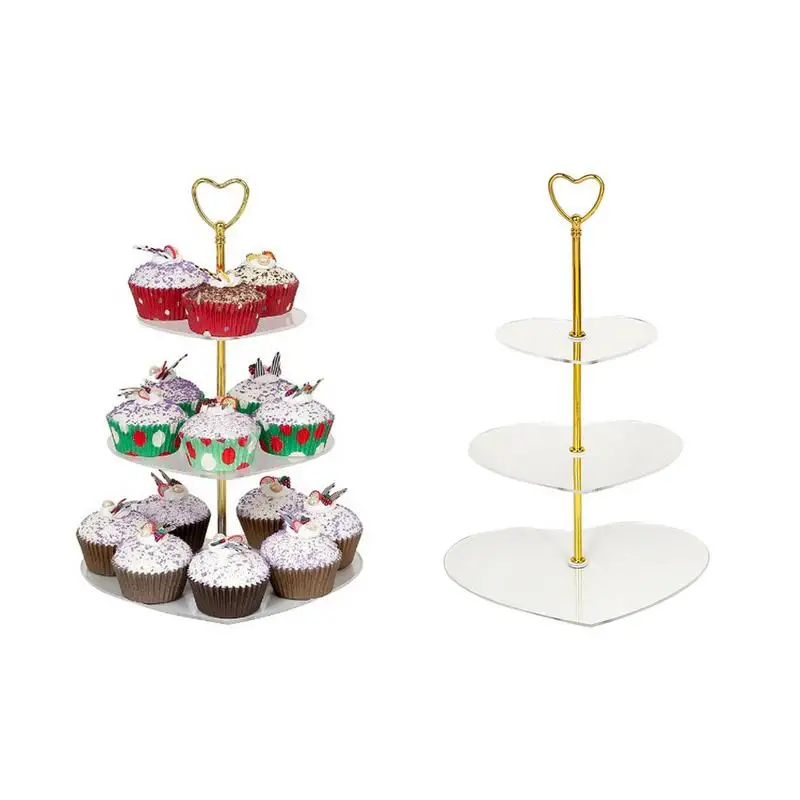 3 уровня в форме сердца акриловые торт стенд плиты дома вечерние свадебные