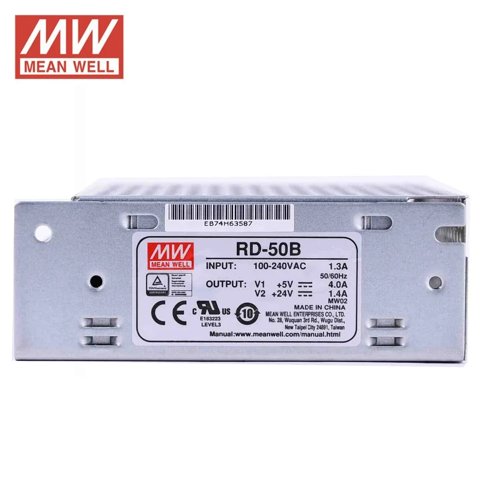 блок питания Оригинал Mean well RD-50B 53.6 Вт 5 В 4A 24 1.4A Двойной выход Электропитанием