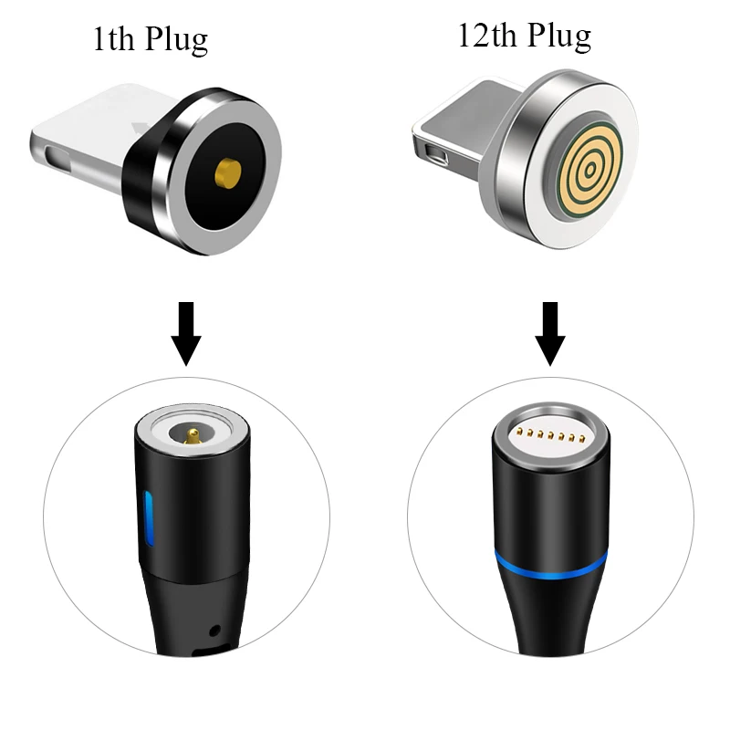 Магнитный штекер GREENPORT 12th для iphone Type C Micro usb мобильный телефон кабель зарядки xiaomi