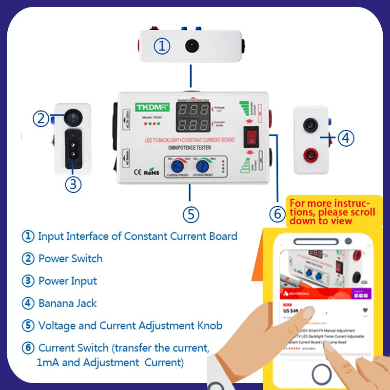 TKDMR 0-330 в Smart-Fit Ручная регулировка напряжения ТВ светодиодный тестер подсветки тока регулируемый постоянный ток доска светодиодный светильник
