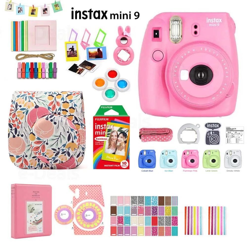 Мгновенная фотокамера Fujifilm Instax Mini 9 5 цветов радужная пленка комплект аксессуаров