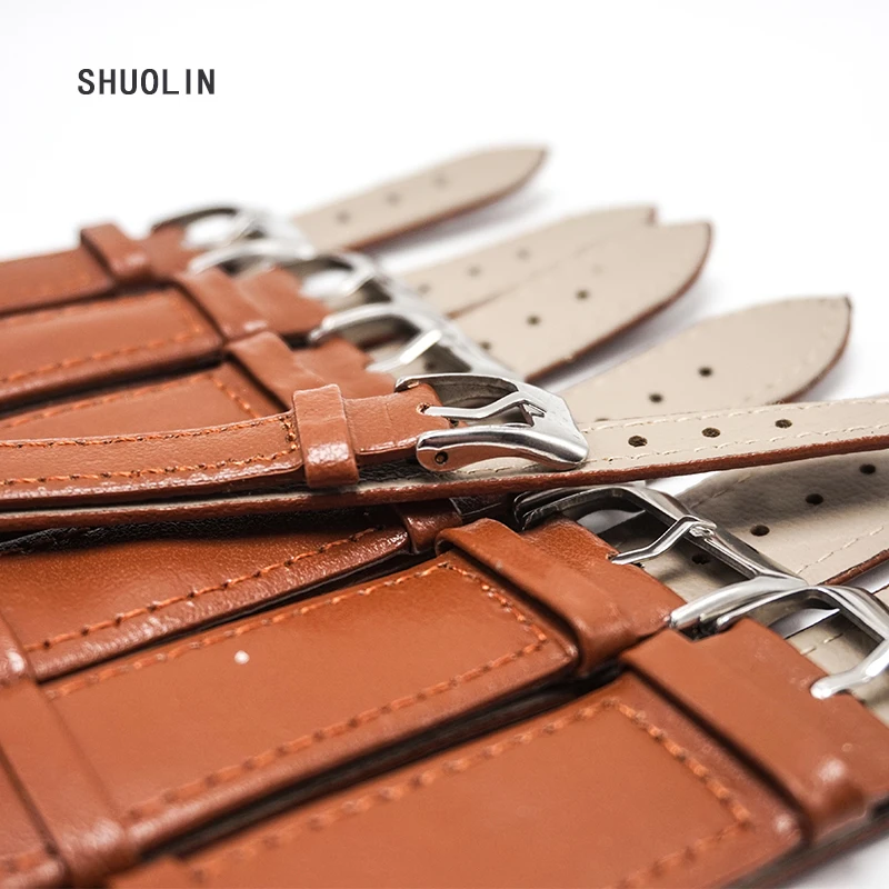 Ремешок из натуральной кожи для мужских часов черный браслет наручных 12 мм 14 16 18 20