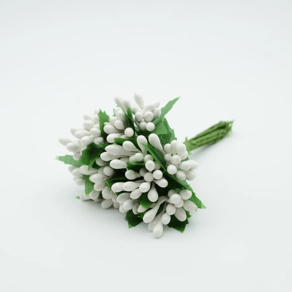 white 12 шт./набор искусственные тычинки шелковые флористики Искусственные цветы Дешевый Рождественский венок, Декор для дома и свадьбы diy подарки на год - Цвет: white