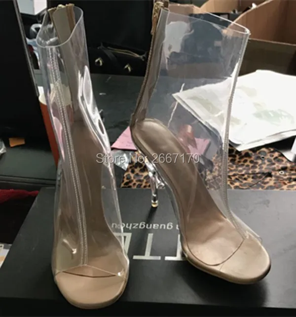 Реальное фото! Новое поступление 2017 брендовые прозрачные ботильоны LTTL на