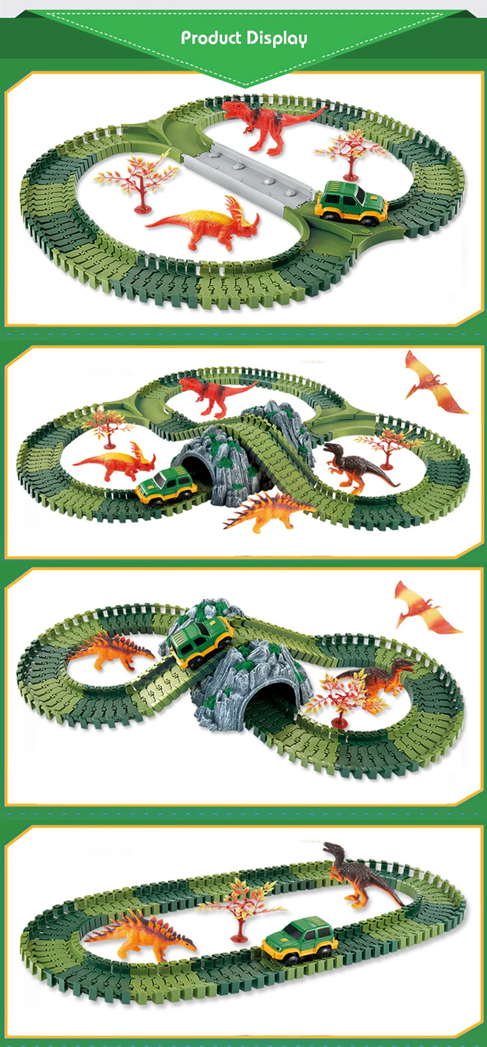 New Magical Track Set DIY Flexible Racing Track Funny Dinosaur Jurassic Park Creative Gift Educational Toys for Children Boys