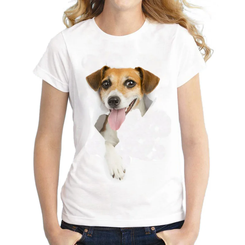 Topjini Cute Dog Print T Shirts Casual Women Short Sleeve loose Funny dogs t-shirt Plus Size tops 6XL 5xl xxxxl t shirt | Женская одежда