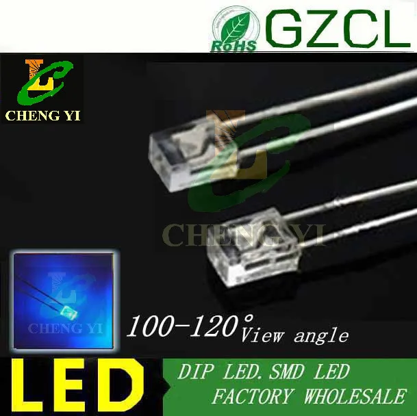 100 шт./цвет 3 мм DIP-светодиод красный/зеленый/синий/желтый/белый 2x3x4 квадратный