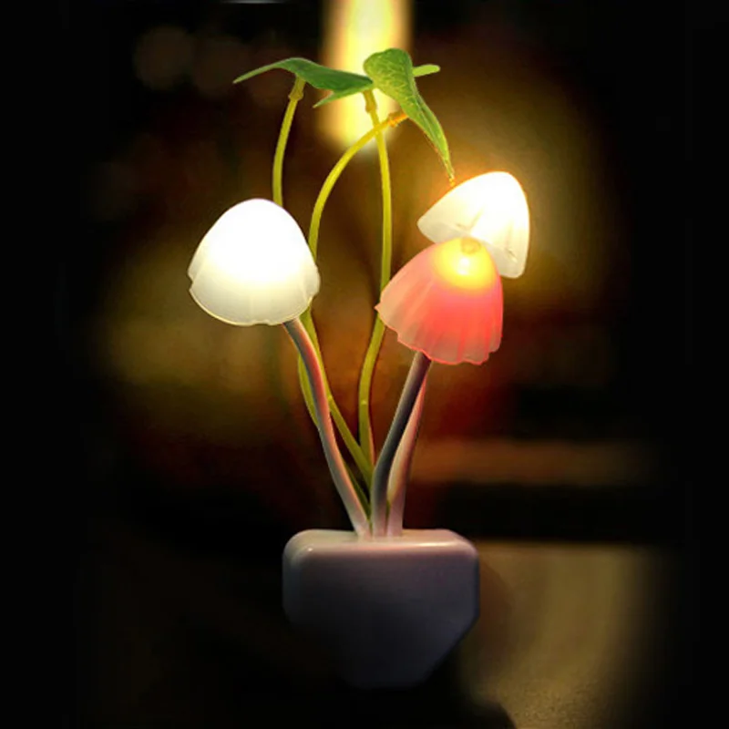 

В наличии! Гриб Ночной светильник штепсельная вилка стандартов ЕС и США светильник Сенсор 220V 3 светодиодный красочного гриба лампа светодио...