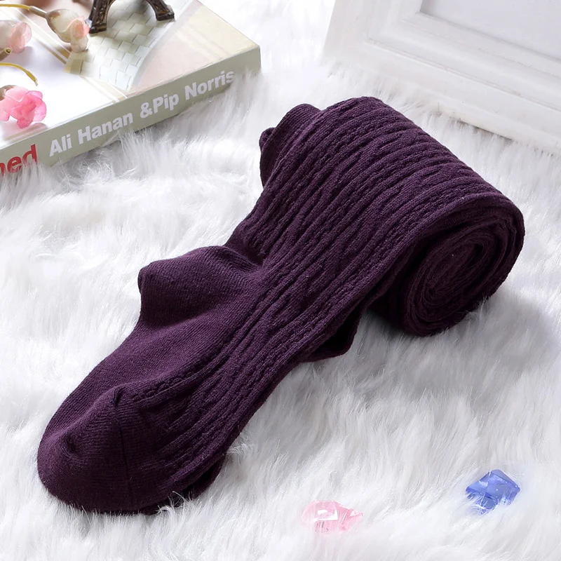 Dark Purple Зимние теплые колготки для девочек; однотонные Цвет детские колготки для малышей; для детей; для девочек чулочно-носочные Одежда для малышей поворот осень хлопковые детские колготки для малышей - Цвет: Dark Purple