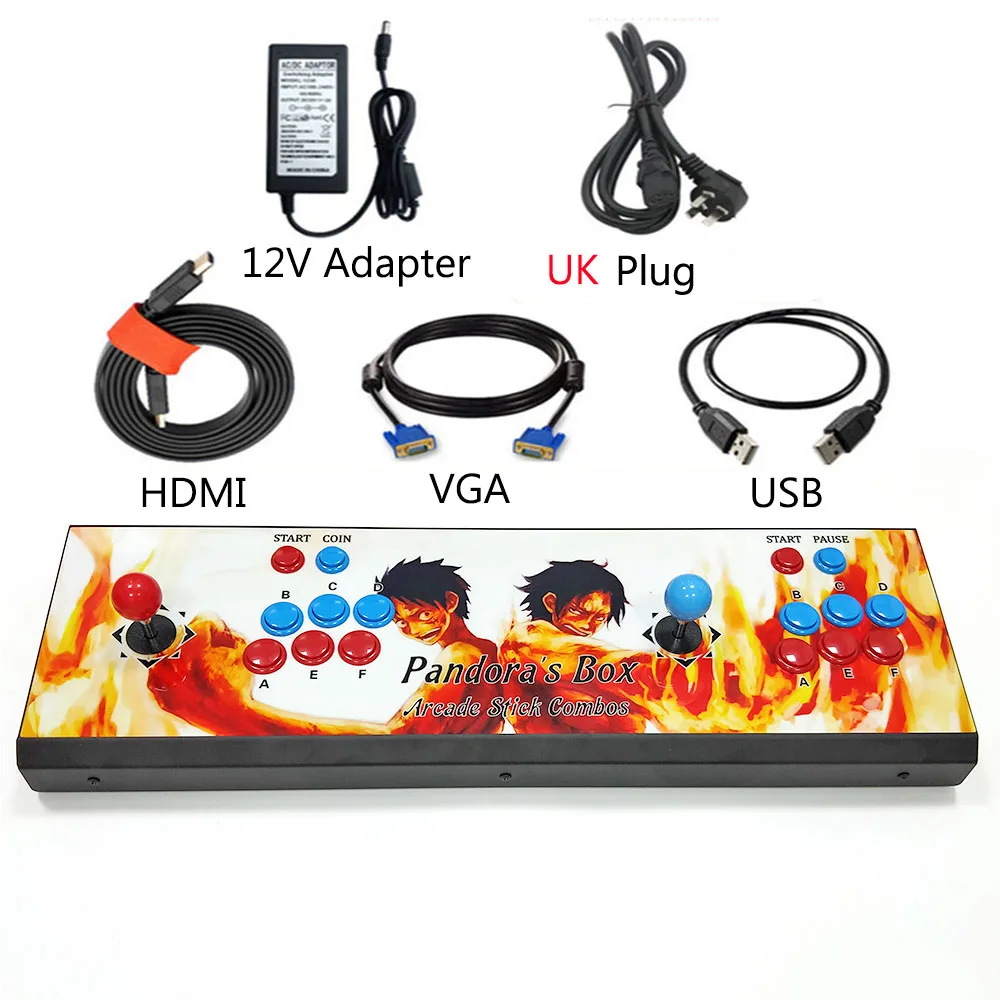 UK Plug 1 6 s тикеры на выбор коробка 6 s 1388 в 1 игровой автомат для ПК ТВ PS3 монитор HDMI VGA USB с Пандора видео-Аркада машина - Цвет: UK Plug