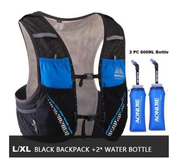 LXL Black 2 Bottle 3 AONIJIE 5L гидратационный рюкзак, сумка, жилет, марафон, Велоспорт, скалолазание, водный рюкзак, жгут, водный Пузырь, бег, гонки - Цвет: LXL Black 2 Bottle 3