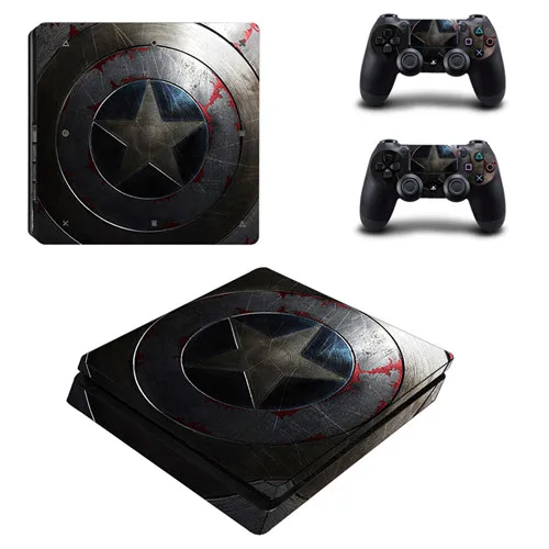 YSP4S-0137 Мстители Капитан Америка PS4 тонкая кожа Наклейка для playstation 4 консоли и 2 контроллеров PS4 Slim Skins Наклейка виниловая - Цвет: YSP4S-0137