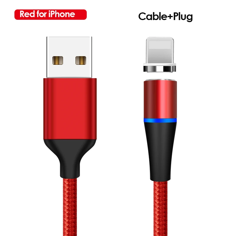 Red For iPhone MOOJECAL 3A Магнитный USB кабель для быстрой зарядки для iPhone X XS MAX XR 8 7 6s Plus 5 кабель для мобильного телефона зарядное устройство Шнур Usb кабель для передачи данных - Color: Red For iPhone