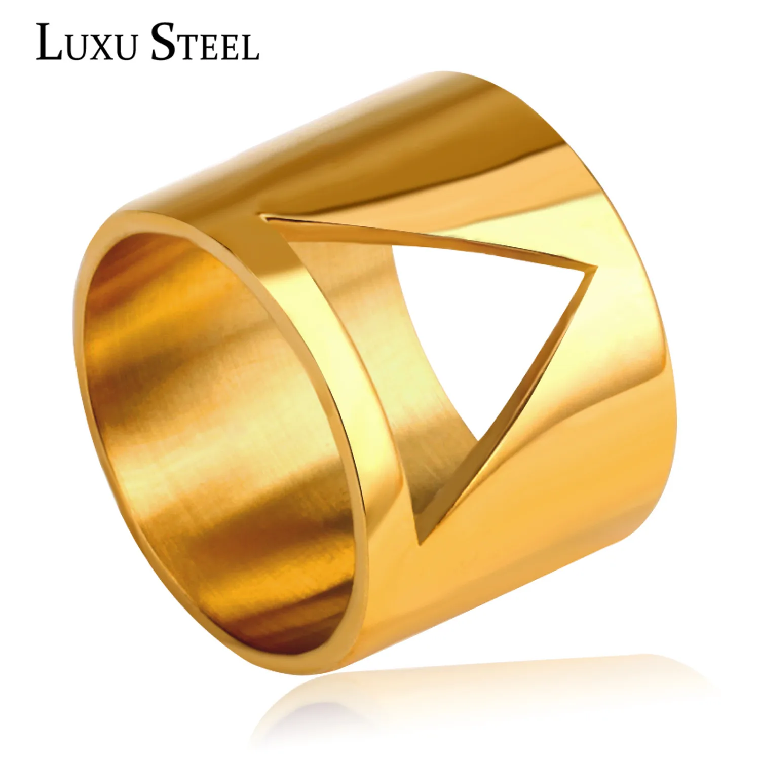 LUXUSTEEL модные стильные треугольные ажурные кольца из нержавеющей стали золотые на