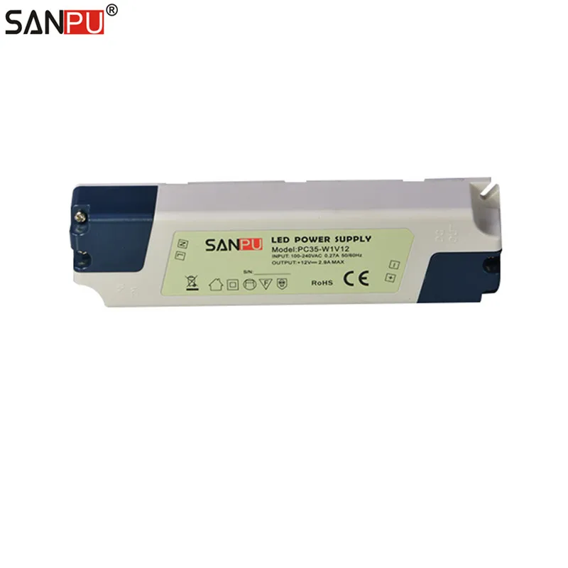 Sanpu smps 12vdc 35 Вт Светодиодный драйвер 2А Импульсный источник питания постоянного напряжения для Светодиодный 110 В 220 В ac-dc Thansformer конвертер пластик