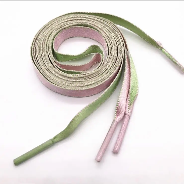 pink green Телевизор с шелковой ленты и шнурки Для женщин кроссовки спортивная обувь Шнурки двойной мульти Цвет Для мужчин шнурки струны 100 см cordones Zapatos - Цвет: pink green