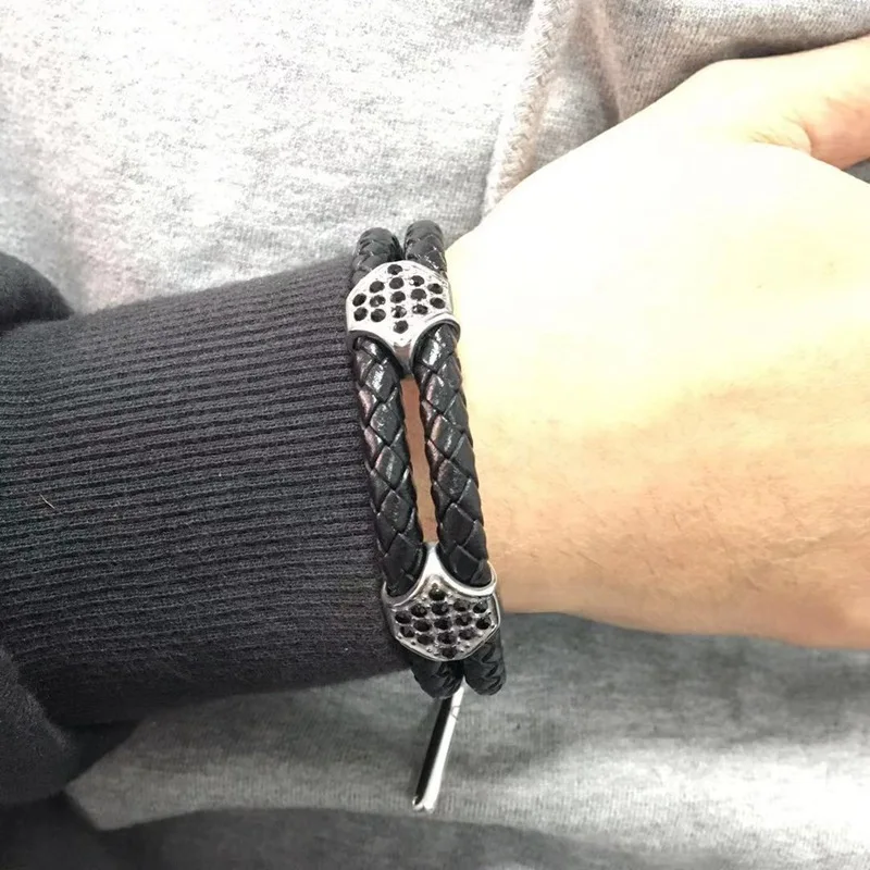 Мужские и женские ювелирные изделия черный двойной плетеный циркон аксессуары