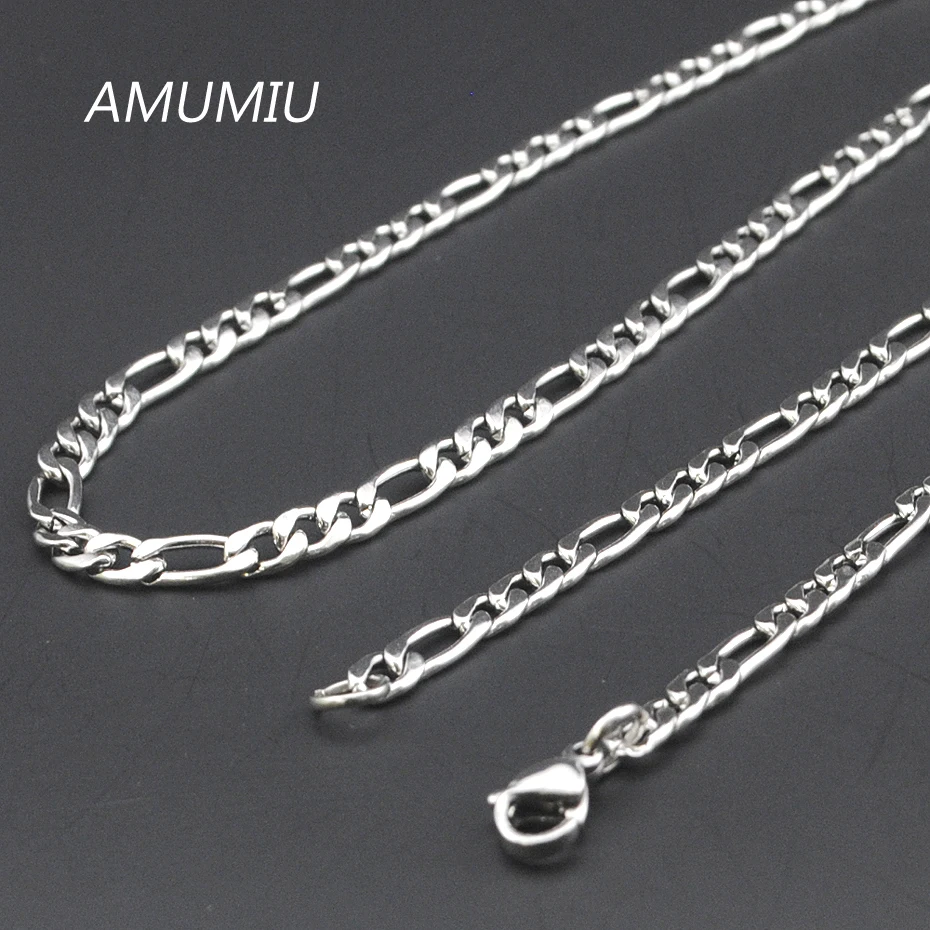 Ожерелье цепочка Figaro AMUMIU 3 мм * 40 70 см для мужчин и женщин подарок на Рождество