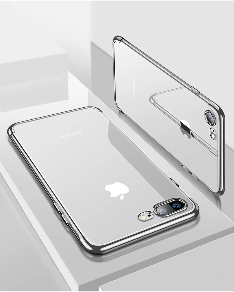 WLMLBU силиконовый чистый мягкий чехол для iPhone X 10 iPhone 6S 6 s 6plus 6splus iPhone 7 8 7Plus 8Plus Тонкий чехол для сотового телефона - Цвет: BDJ-sliver