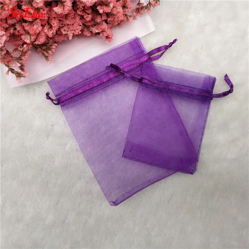 dark purple 100 шт подарочные пакеты, большие сумки из органзы, упаковка, сумки для ювелирных изделий, свадебные украшения 7x9 10x15 17x23 20x30 30x40 см 5z - Цвет: dark purple