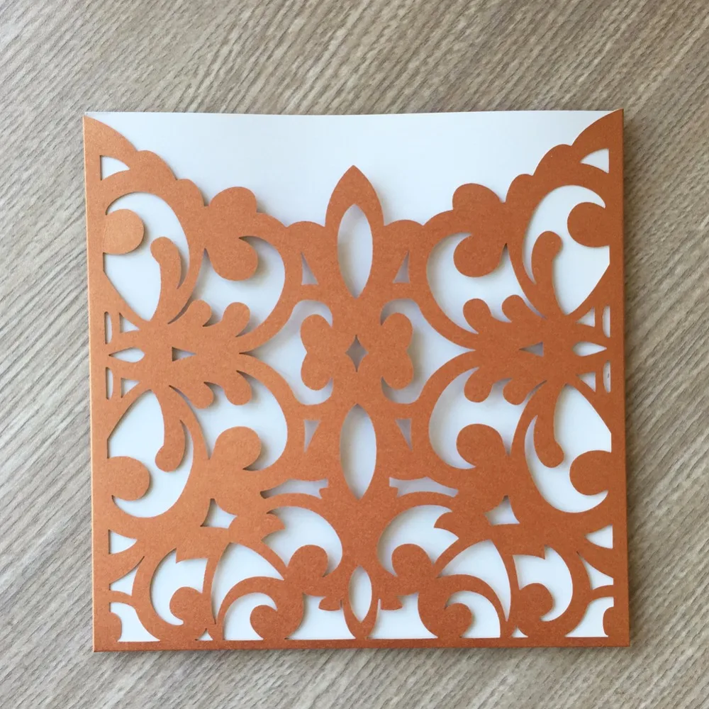 

35Pcs Laser Cut Pearl paper Pocket Design Wedding Invitation Card Birthday Party Greeting Invitation Card Suppliers