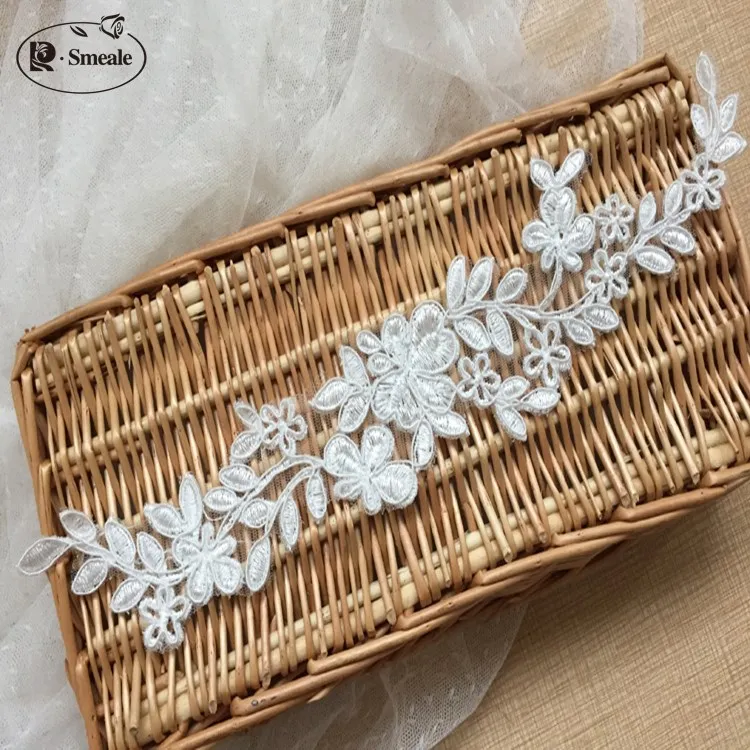 

5 пар Новый дизайн кружева свадебное платье аппликация вуали свадебный головной убор воротник кружевной ткани патч ручной работы DIY аксессуары RS1180