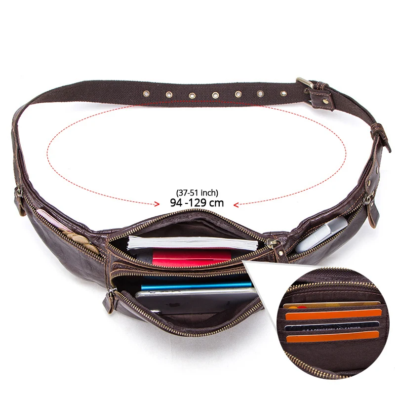 contacts cow leather men waist bag new casual small fanny pack male waist pack for cell phone and credit cards travel chest bag free global shipping